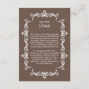 Cartão De Informações Casamento Marrom Chocolate Quente Clássico com Mol
