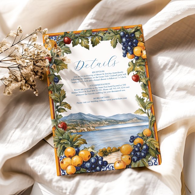 Cartão De Informações Casamento mediterrânico Ilustrado (Criador carregado)