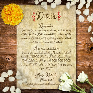 Cartão De Informações Casamento Mexicano Floral Barroco Rústico