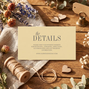 Cartão De Informações Casamento Minimalista Amarelo Manteiga Elegante