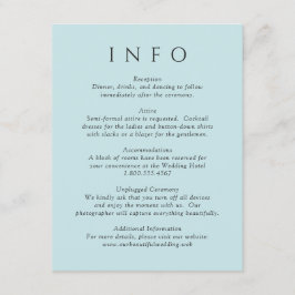 Cartão De Informações Casamento Minimalista Azul Turquesa Moderno