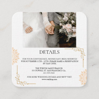 Cartão De Informações Casamento minimalista branco marrom
