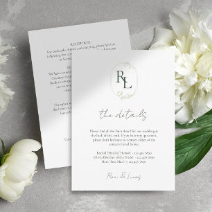 Cartão De Informações Casamento Minimalista Chic Detalhes Monograma Bran