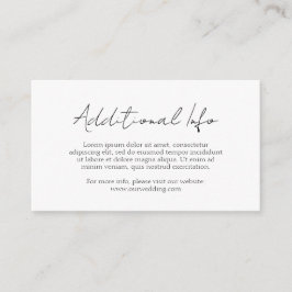 Cartão De Informações Casamento Minimalista Clássico de Script Elegante 