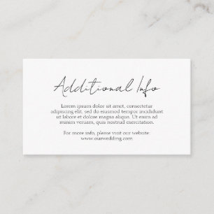Cartão De Informações Casamento Minimalista Clássico de Script Elegante