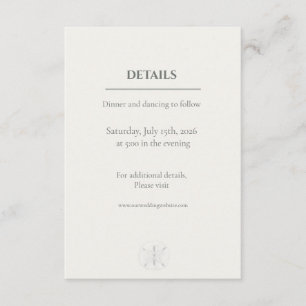 Cartão De Informações Casamento Minimalista com Dólar de Areia Costeira