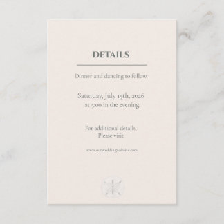 Cartão De Informações Casamento Minimalista com Dólar de Areia da Costa