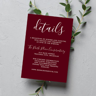 Cartão De Informações Casamento Minimalista de Rosewood 1