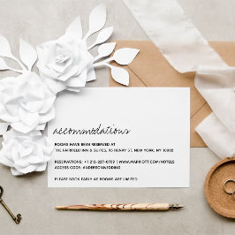 Cartão De Informações Casamento Minimalista de Script Preto e Branco Mod