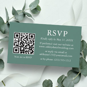 Cartão De Informações Casamento Minimalista Eucalyptus Green RSVP