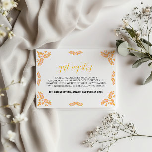 Cartão De Informações Casamento Minimalista Floral Amarelo Talavera Mexi