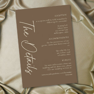 Cartão De Informações Casamento Minimalista Marrom Cacau Elegante