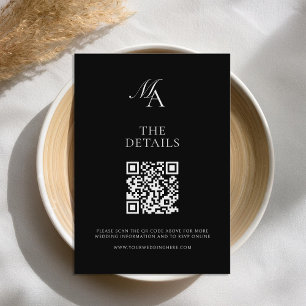Cartão De Informações Casamento Minimalista Moderno com Monograma Elegan