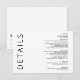 Cartão De Informações Casamento Minimalista Moderno Elegante Branco e ma