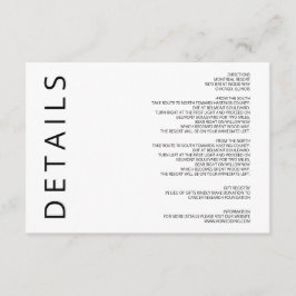 Cartão De Informações Casamento Minimalista Moderno Elegante Preto e Bra