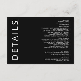 Cartão De Informações Casamento Minimalista Moderno Elegante Preto e Bra