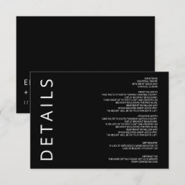 Cartão De Informações Casamento Minimalista Moderno Elegante Preto e Bra