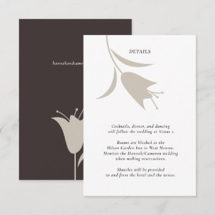 Cartão De Informações Casamento Minimalista Moderno   Floral Neutro Grei