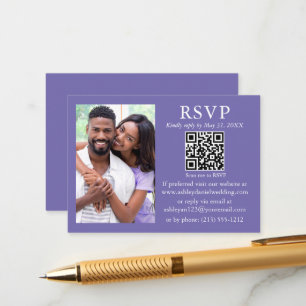 Cartão De Informações Casamento Minimalista Moderno Foto Periwinkle QR R
