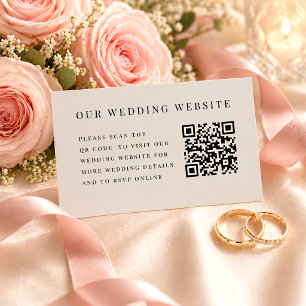 Cartão De Informações Casamento Minimalista Moderno Preto e Bege