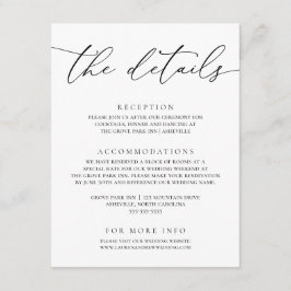 Cartão De Informações Casamento Minimalista Moderno Preto e Branco