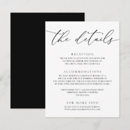 Cartão De Informações Casamento Minimalista Moderno Preto e Branco