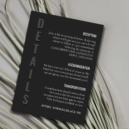 Cartão De Informações Casamento Minimalista Preto