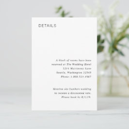 Cartão De Informações Casamento Minimalista Preto e Branco Elegante