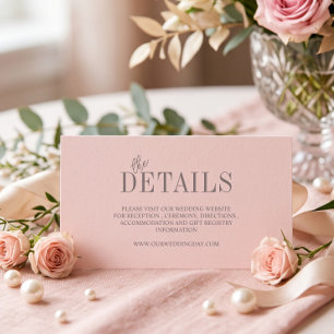 Cartão De Informações Casamento Minimalista Rosa Bege Elegante