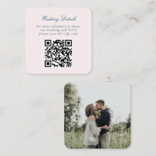 Cartão De Informações Casamento Minimalista Rústico Vintage com Código Q