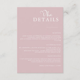Cartão De Informações Casamento Minimalista Simples Moderno Rosa Empoeir