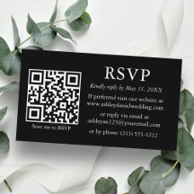 Casamento Minimalista Simples QR Preto RSVP