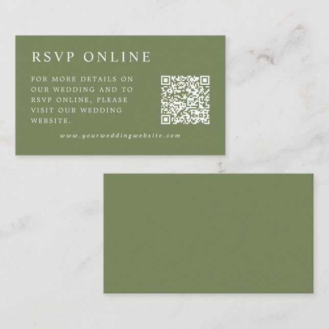 Cartão De Informações Casamento Mínimo de RSVP Online Elegante (Frente/Verso)