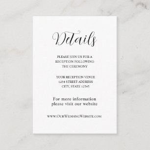 Cartão De Informações Casamento mínimo Design moderno