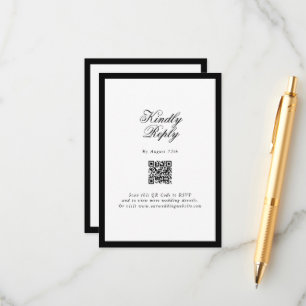 Cartão De Informações Casamento Mínimo Elegante do Monograma Branco Negr