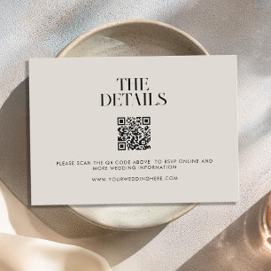 Cartão De Informações Casamento Mínimo Moderno entre Preto e Chico de Ma