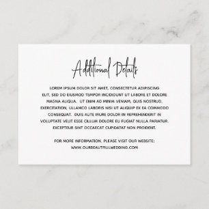 Cartão De Informações Casamento Mínimo Moderno Negro Negro Elegante Heat