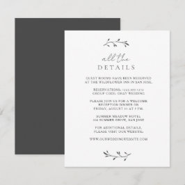 Cartão De Informações Casamento Mínimo Simples de Chic Moderno Botânico