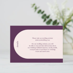 Cartão De Informações Casamento Moderno Arco Roxo Elegante
