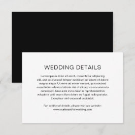 Cartão De Informações Casamento Moderno Branco e Negro