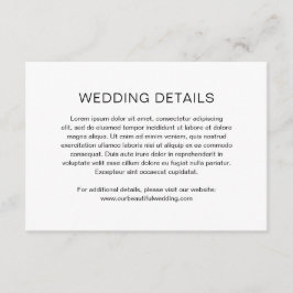 Cartão De Informações Casamento Moderno Branco e Negro