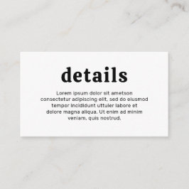 Cartão De Informações Casamento Moderno Branco e Preto de Letra Retroati