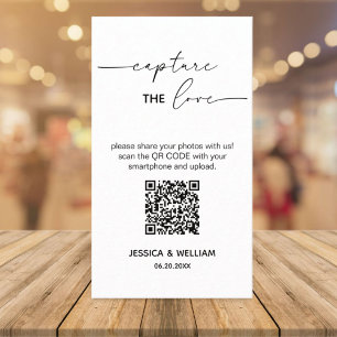 Cartão De Informações Casamento Moderno Capture o amor Código Qr