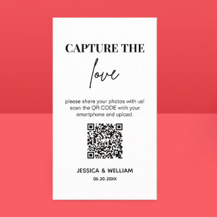 Cartão De Informações Casamento Moderno Capture o amor Qr Code