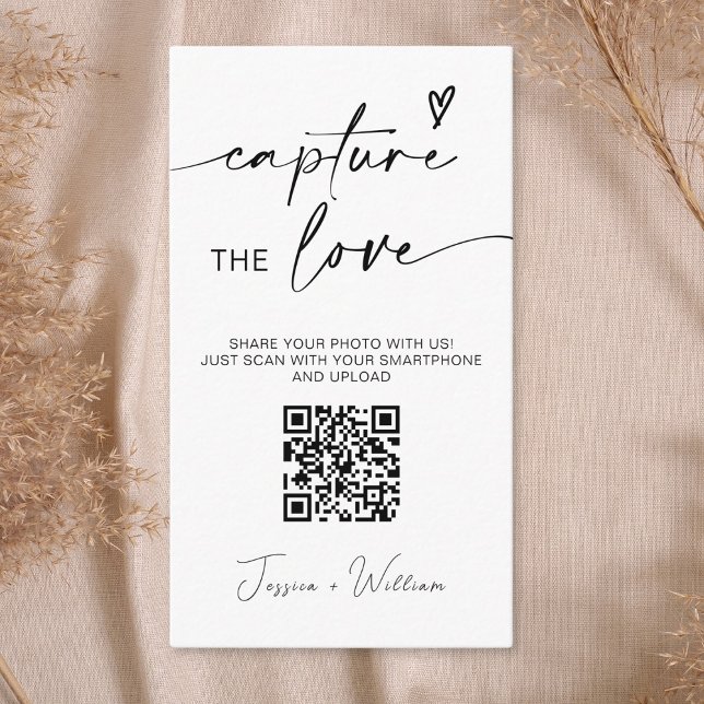 Cartão De Informações Casamento Moderno Capture o amor Qr Code (Criador carregado)