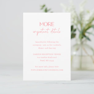 Cartão De Informações Casamento Moderno Chic Pink