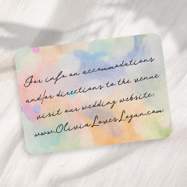 Cartão De Informações Casamento Moderno com Grafia Abstrata em Aquarela