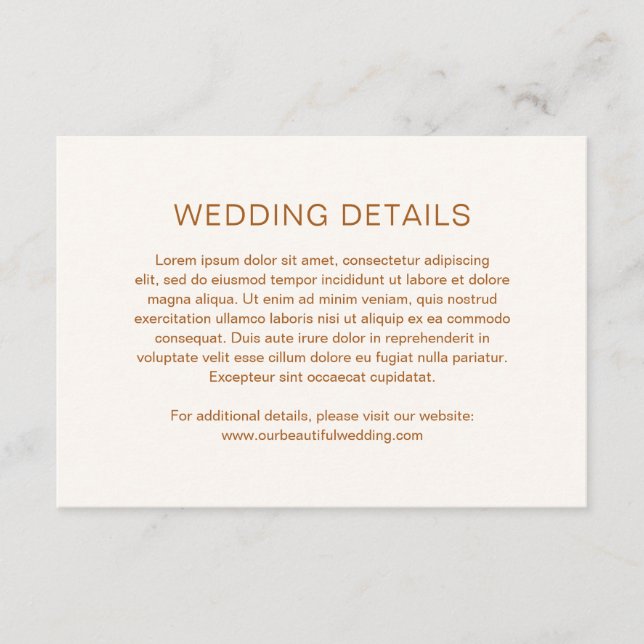 Cartão De Informações Casamento Moderno com Neutrais Terrenos de Chelsea (Frente)
