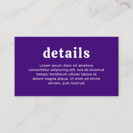 Cartão De Informações Casamento Moderno com Retro Font Purple