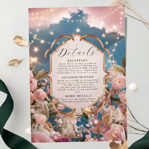 Cartão De Informações Casamento Moderno de Estrelas Mágicas e Espargos